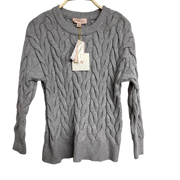 New Philosophy Grey Chunky Knit Long Sleeve Sweater - Picture 1 of 5